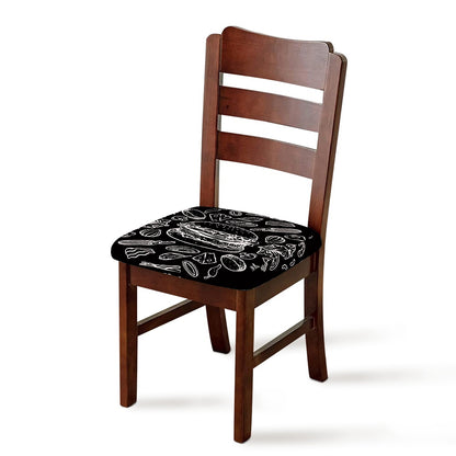Black And White Hamburger Print Chair Cushion Cover