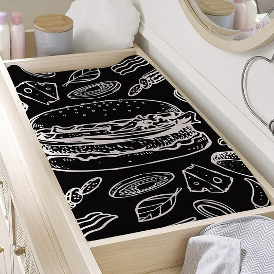 Black And White Hamburger Print Changing Pad Cover