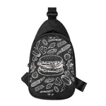 Black And White Hamburger Print Chest Bag