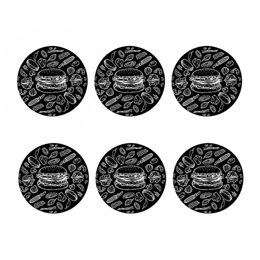 Black And White Hamburger Print Coaster Set