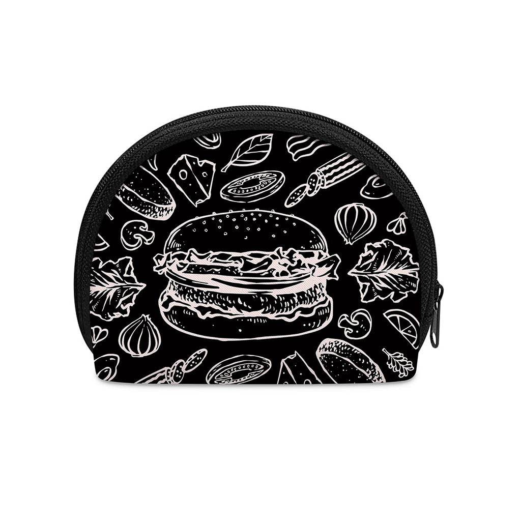 Black And White Hamburger Print Coin Purse