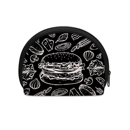 Black And White Hamburger Print Coin Purse