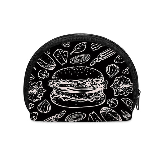 Black And White Hamburger Print Coin Purse
