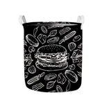 Black And White Hamburger Print Collapsible Laundry Basket