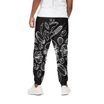 Black And White Hamburger Print Cotton Pants