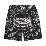 Black And White Hamburger Print Cotton Shorts