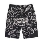 Black And White Hamburger Print Cotton Shorts