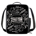 Black And White Hamburger Print Crossbody Lunch Bag