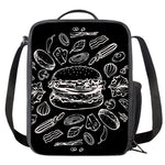 Black And White Hamburger Print Crossbody Lunch Bag