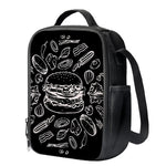 Black And White Hamburger Print Crossbody Lunch Bag