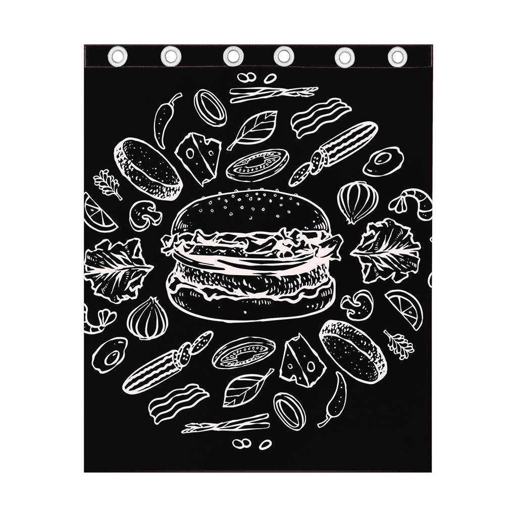 Black And White Hamburger Print Curtain