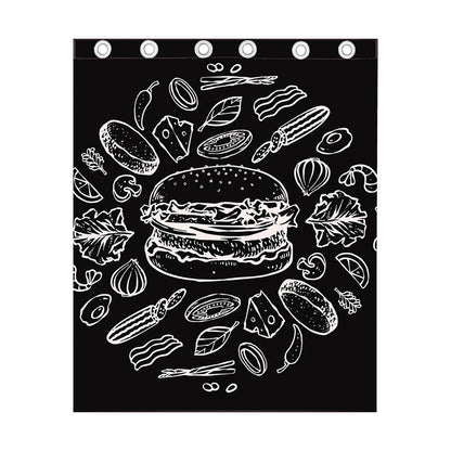 Black And White Hamburger Print Curtain