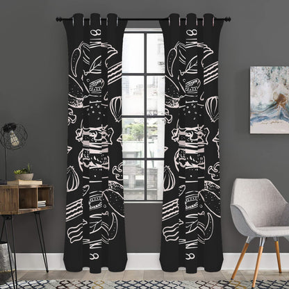 Black And White Hamburger Print Curtain