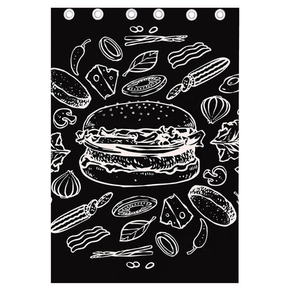 Black And White Hamburger Print Curtain