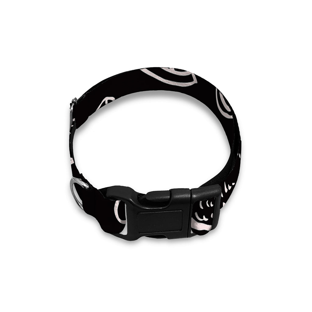 Black And White Hamburger Print Dog Collar