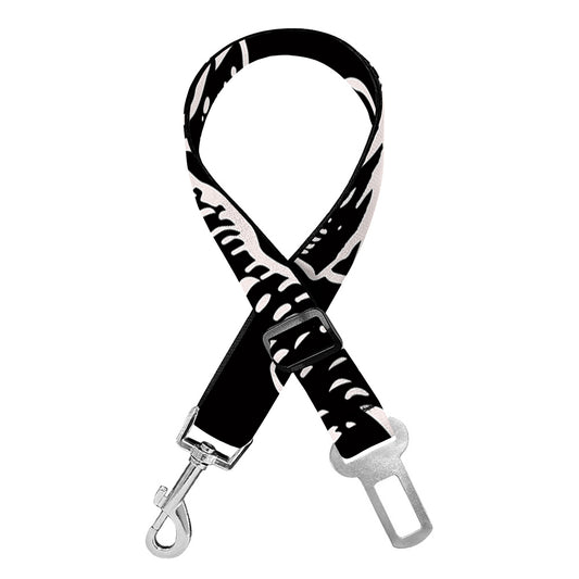 Black And White Hamburger Print Dog Seat Belt