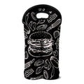 Black And White Hamburger Print Double Neoprene Wine Tote