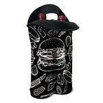 Black And White Hamburger Print Double Neoprene Wine Tote