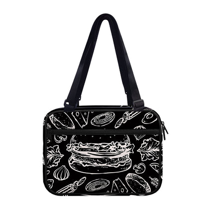 Black And White Hamburger Print Double Strap Bible Bag