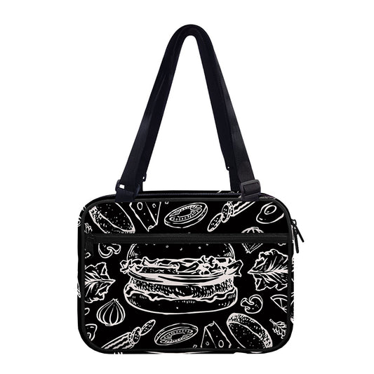 Black And White Hamburger Print Double Strap Bible Bag