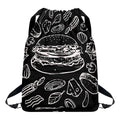Black And White Hamburger Print Drawstring Backpack