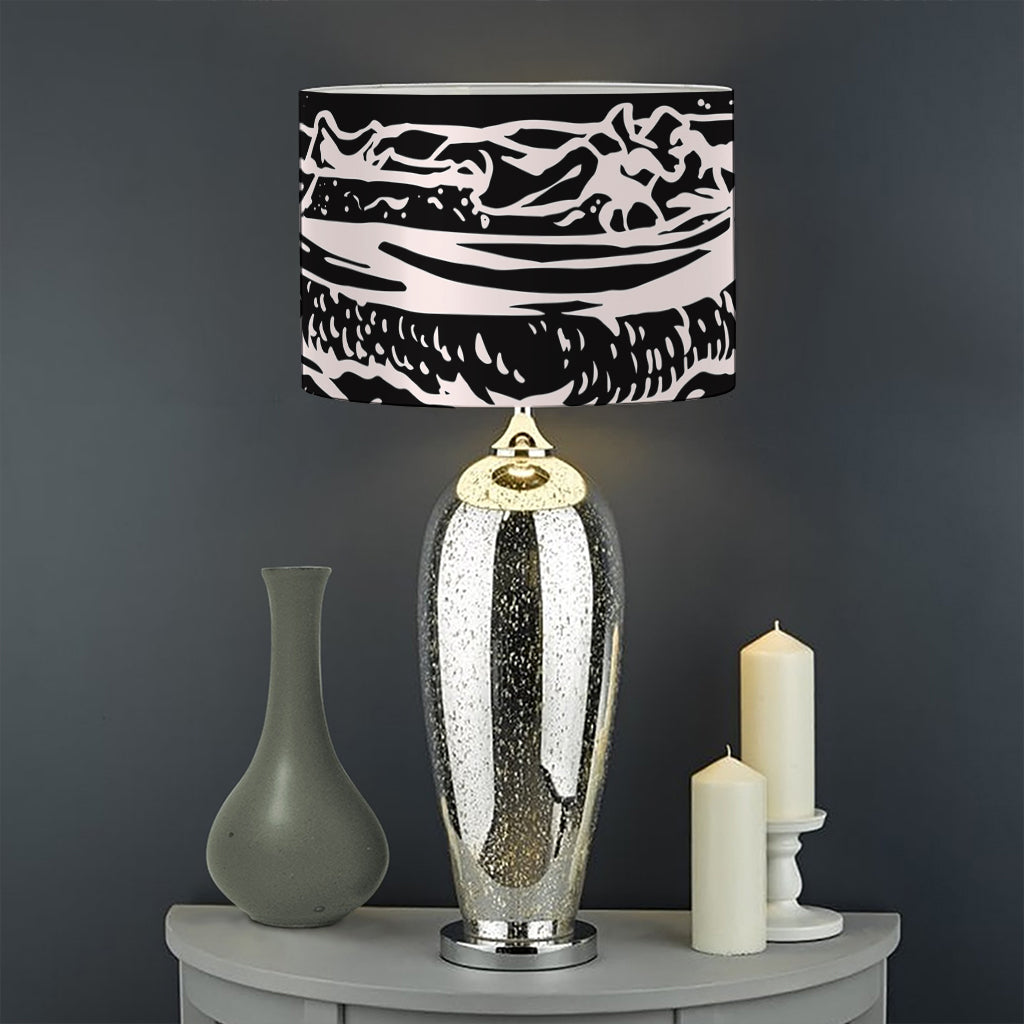 Black And White Hamburger Print Drum Lamp Shade