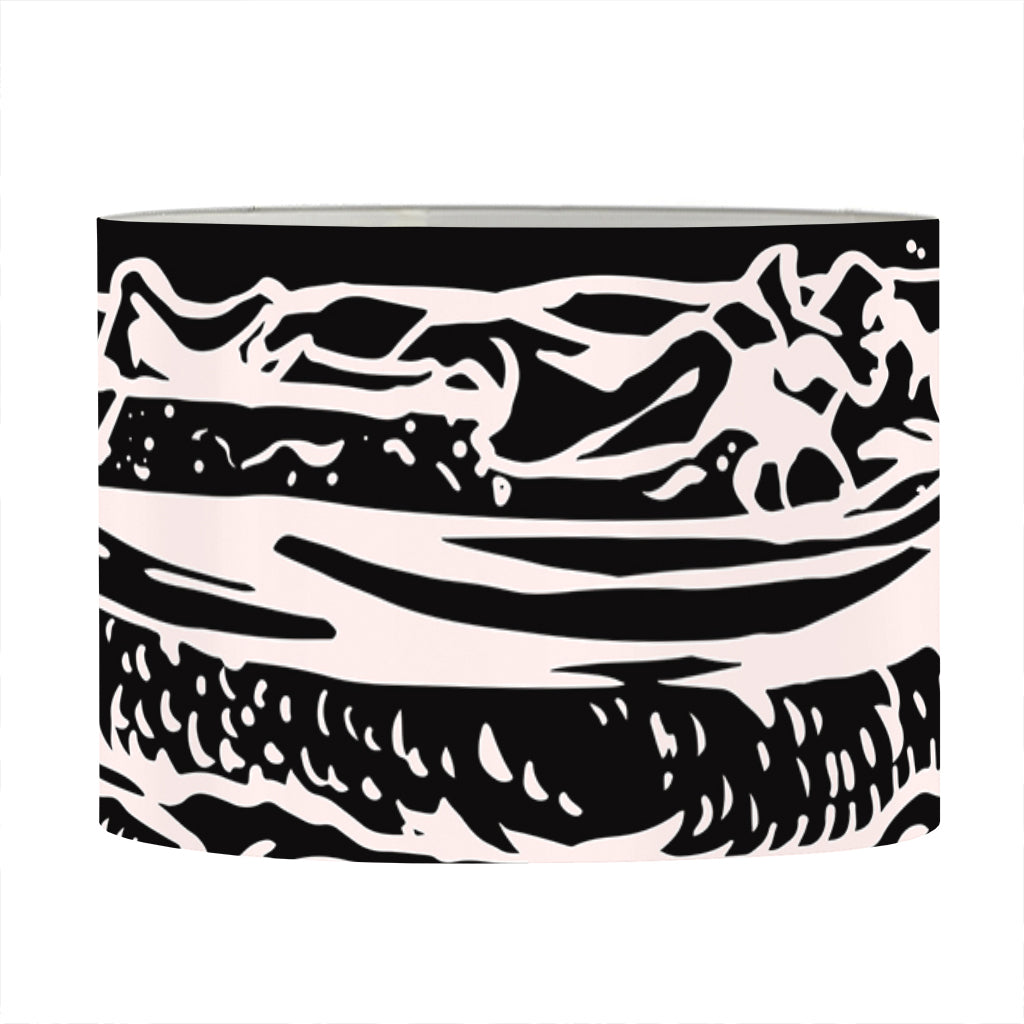 Black And White Hamburger Print Drum Lamp Shade