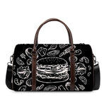 Black And White Hamburger Print Duffle Bag