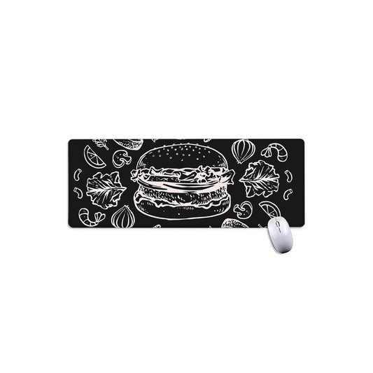 Black And White Hamburger Print Extended Mouse Pad
