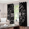 Black And White Hamburger Print Extra Wide Grommet Curtains