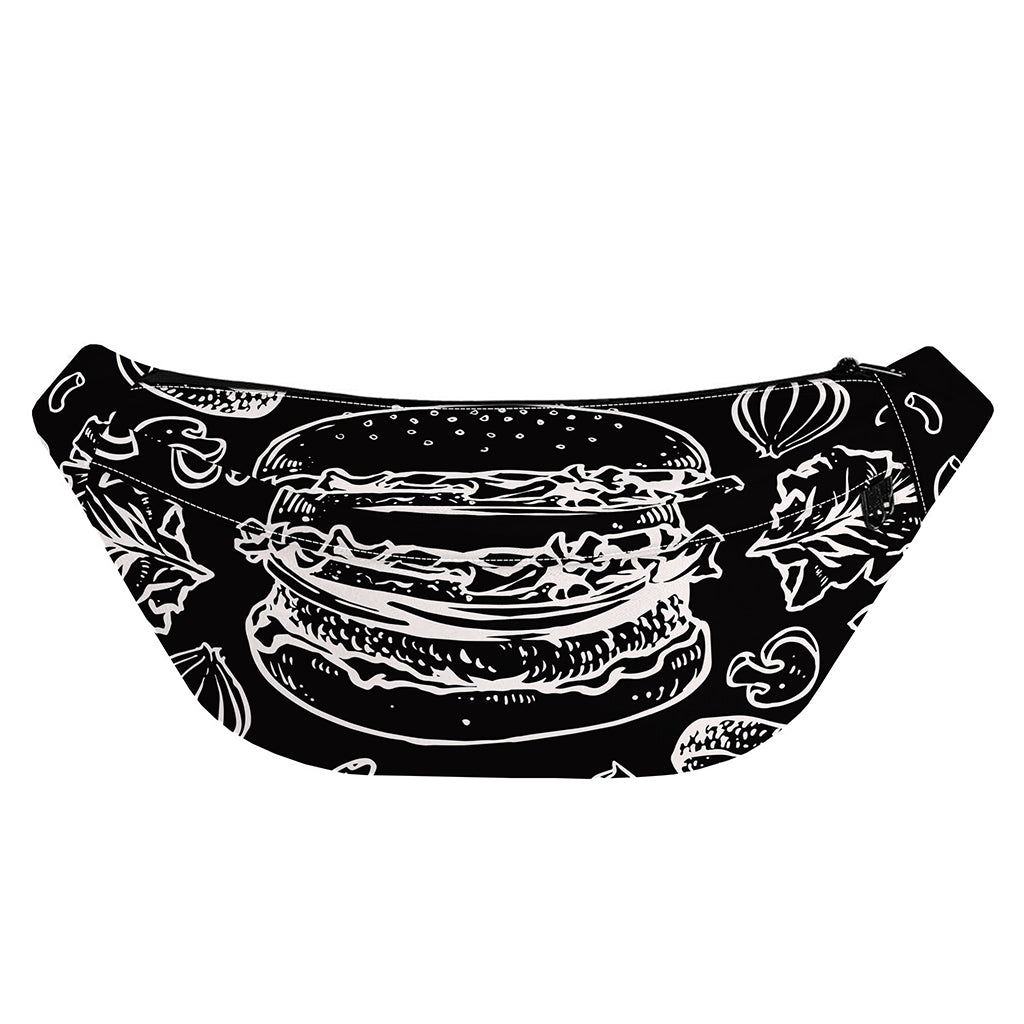 Black And White Hamburger Print Fanny Pack