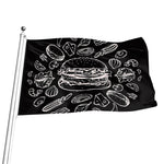 Black And White Hamburger Print Flag