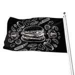 Black And White Hamburger Print Flag