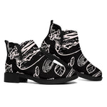 Black And White Hamburger Print Flat Ankle Boots