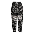 Black And White Hamburger Print Fleece Lined Knit Pants