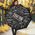 Black And White Hamburger Print Foldable Umbrella