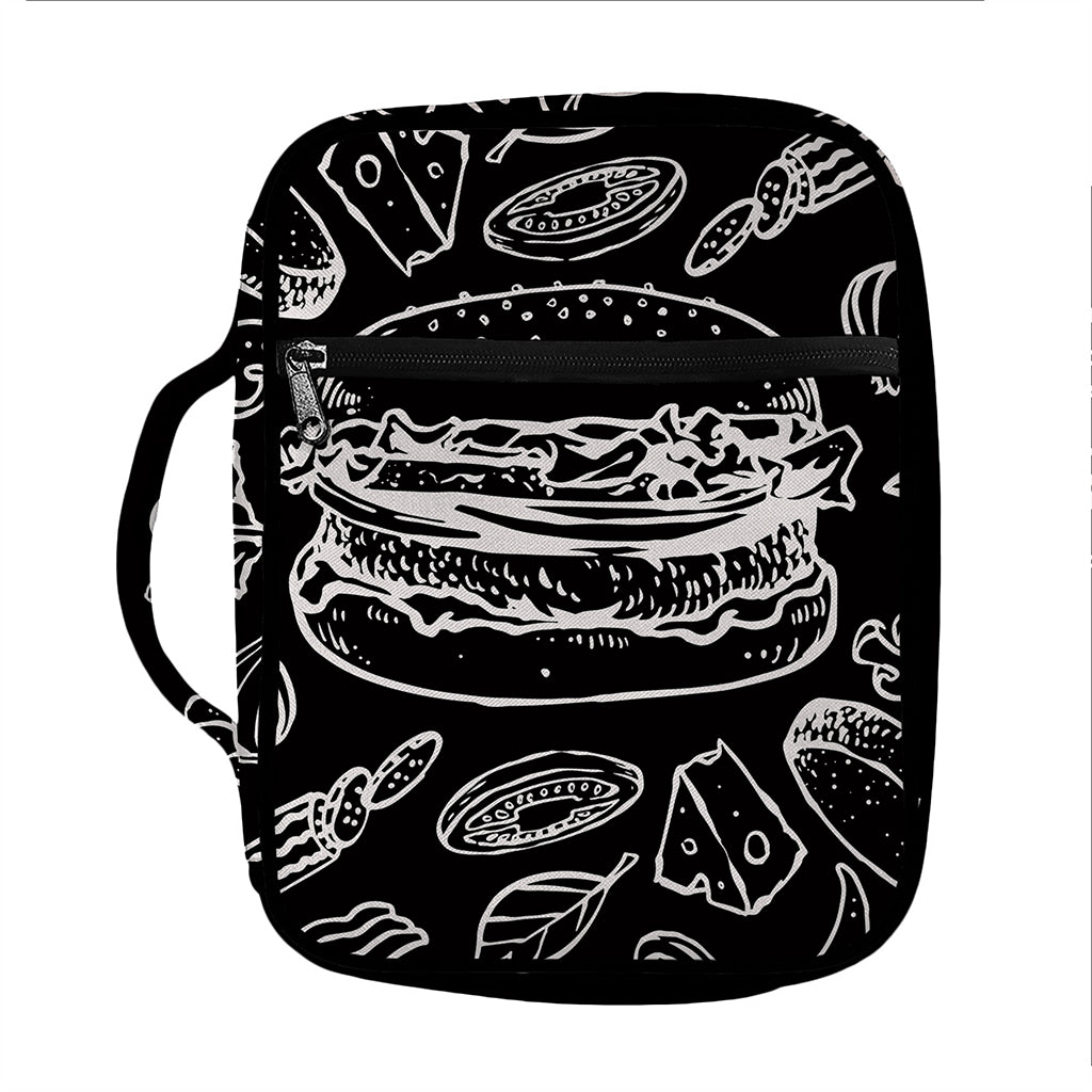 Black And White Hamburger Print Front Pocket Bible Bag