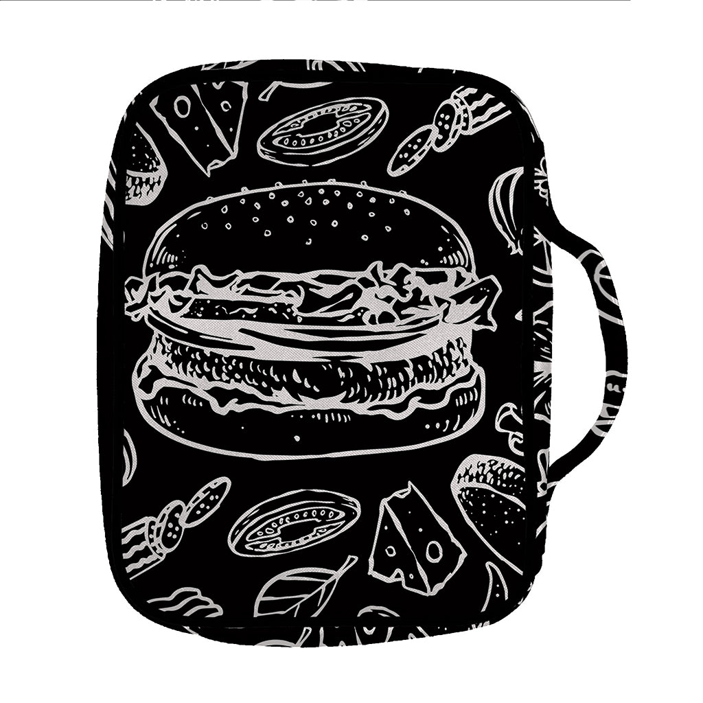Black And White Hamburger Print Front Pocket Bible Bag