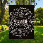 Black And White Hamburger Print Garden Flag