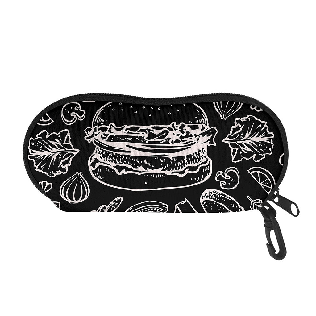 Black And White Hamburger Print Glasses Case