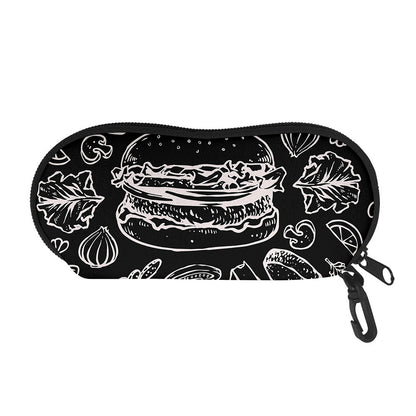 Black And White Hamburger Print Glasses Case