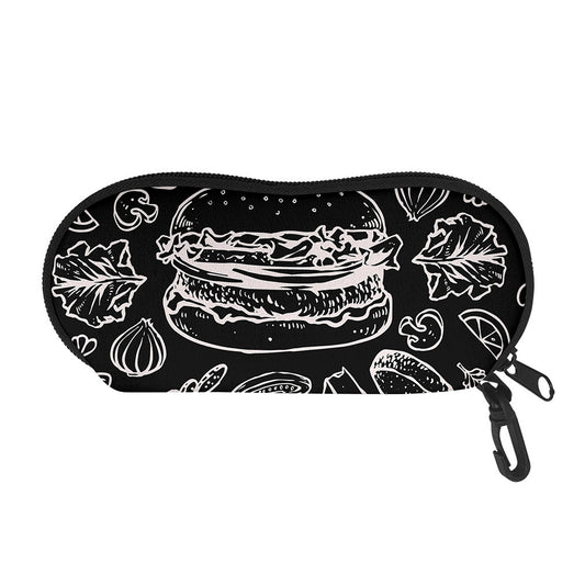 Black And White Hamburger Print Glasses Case