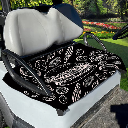 Black And White Hamburger Print Golf Cart Seat Cover