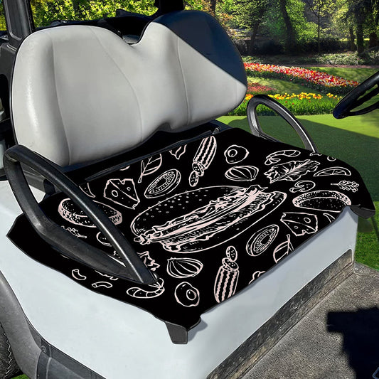 Black And White Hamburger Print Golf Cart Seat Cover