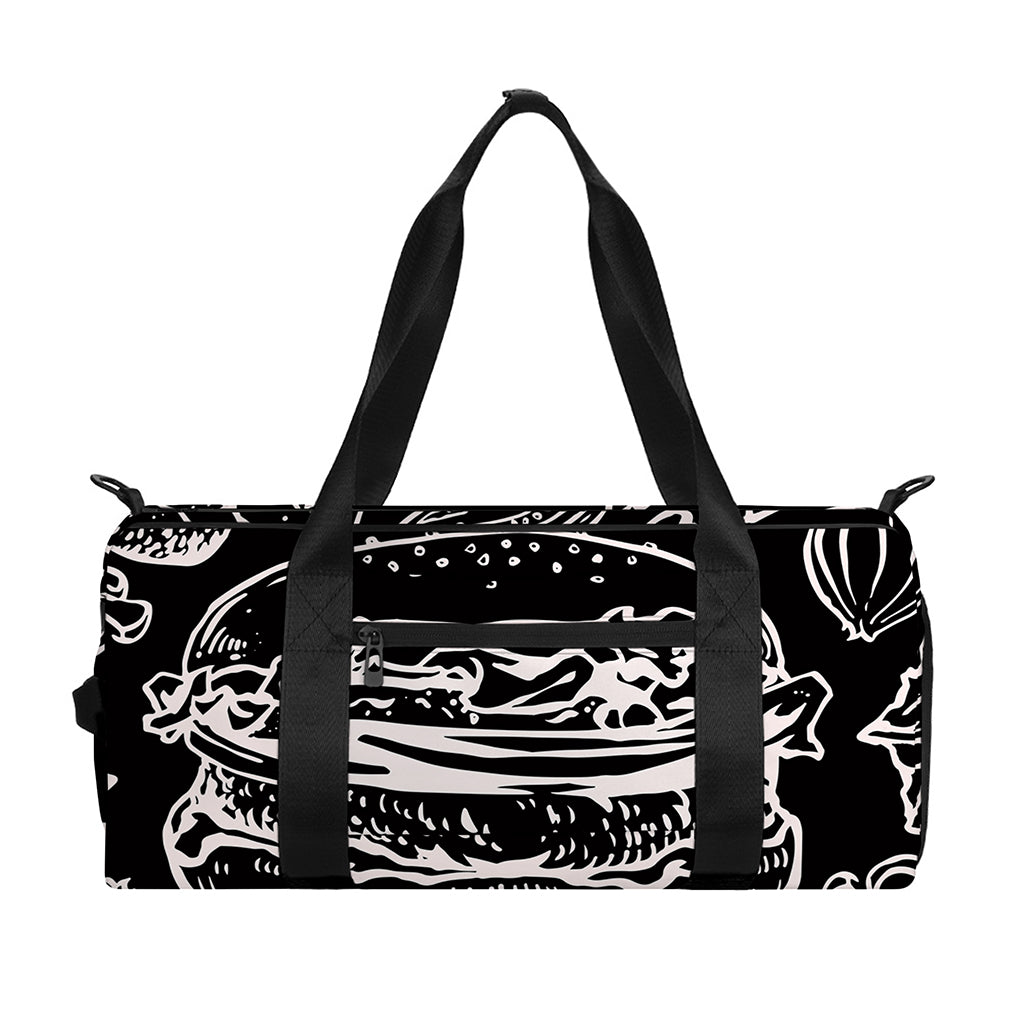 Black And White Hamburger Print Gym Bag