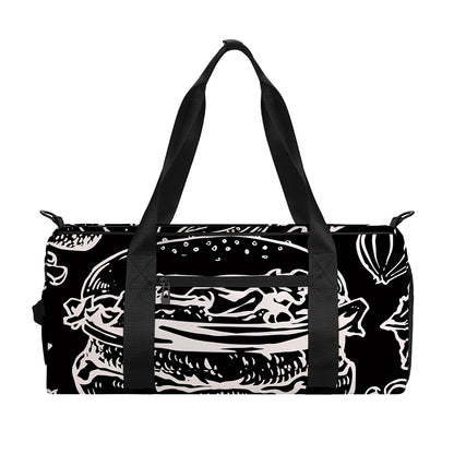 Black And White Hamburger Print Gym Bag