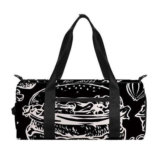 Black And White Hamburger Print Gym Bag