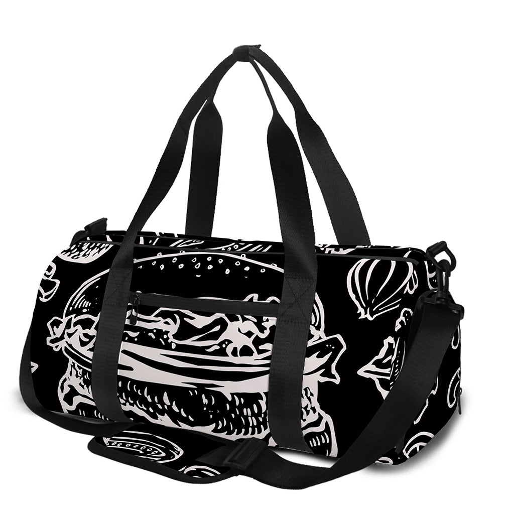 Black And White Hamburger Print Gym Bag