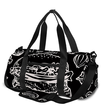 Black And White Hamburger Print Gym Bag