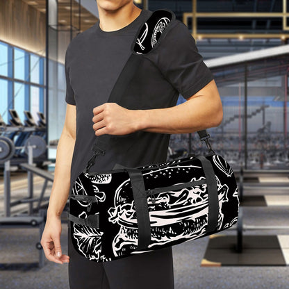 Black And White Hamburger Print Gym Bag